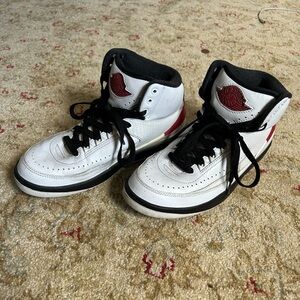 Nike Jordan 2 Sneakers - White, Black, Red Accents